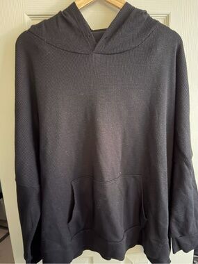 Waffle knit Hooded Sweater with pocket